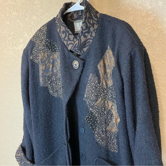 CB Wraps by Chadwicks Vintage Long Wool Wearable Art Maxi Coat Size M - Picture 5 of 16